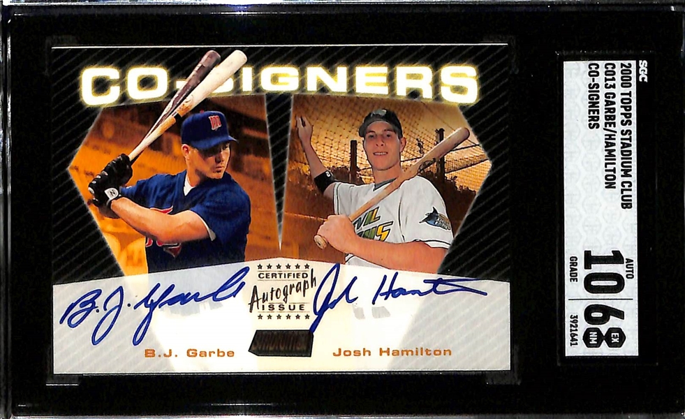 Stadium Club Co-Signers Dual-Autograph Lot - 1999 Alex Rodriguez & Scott Rolen (SGC 9.5, 10 Auto), 2000 Josh Hamilton & BJ Garbe (SGC 6, 10 Auto)