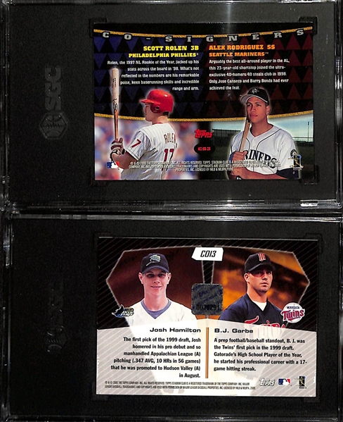 Stadium Club Co-Signers Dual-Autograph Lot - 1999 Alex Rodriguez & Scott Rolen (SGC 9.5, 10 Auto), 2000 Josh Hamilton & BJ Garbe (SGC 6, 10 Auto)