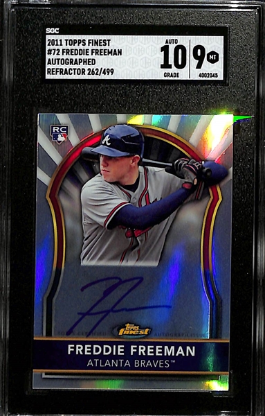 2011 Topps Finest Freddie Freeman Rookie Autograph Refractor #ed/499 Graded SGC 9 (10 Auto Grade)