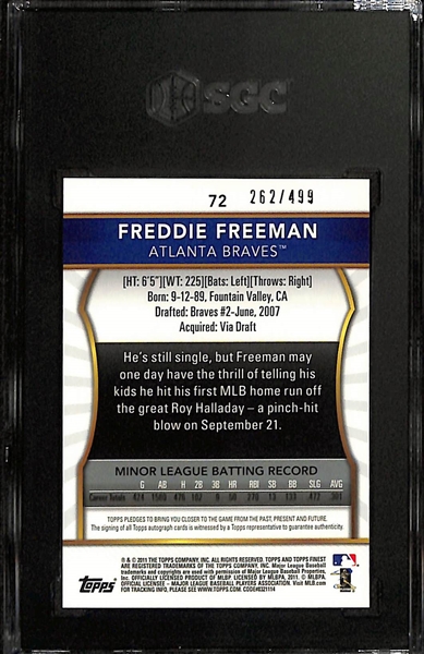 2011 Topps Finest Freddie Freeman Rookie Autograph Refractor #ed/499 Graded SGC 9 (10 Auto Grade)