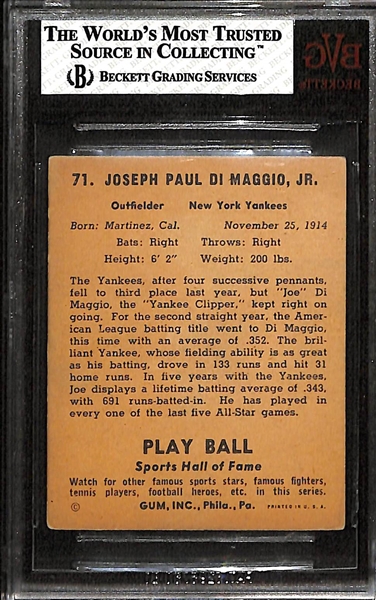 1941 Play Ball Joe DiMaggio #71 Graded Beckett BVG 3.5