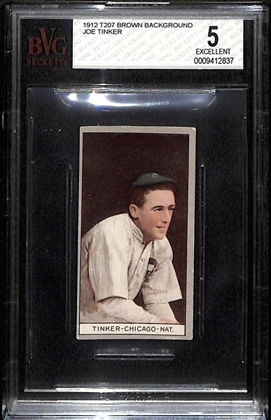 1912 T207 Recruit Little Cigars Joe Tinker (HOF) Graded Beckett BVG 5