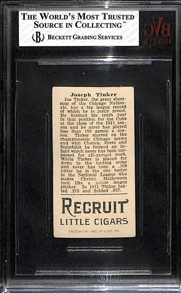 1912 T207 Recruit Little Cigars Joe Tinker (HOF) Graded Beckett BVG 5