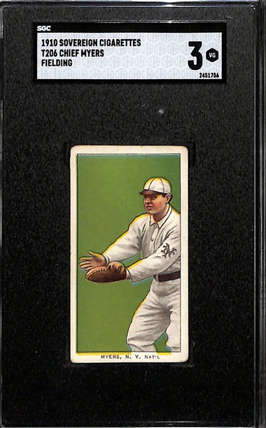 1910 T206 Chief Myers (Fielding) w. Sovereign Back - Graded SGC 3