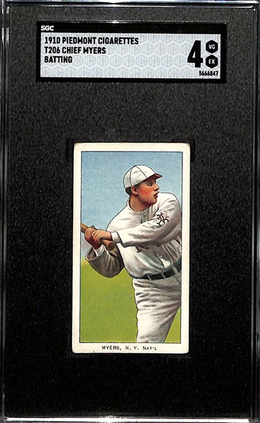1910 T206 Chief Myers (Batting) w. Piedmont Back - Graded SGC 4
