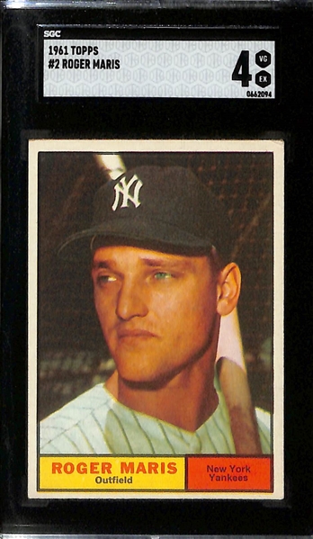 1960 Topps Willie Mays #200 SGC 5 & 1961 Topps Roger Maris #2 SGC 4