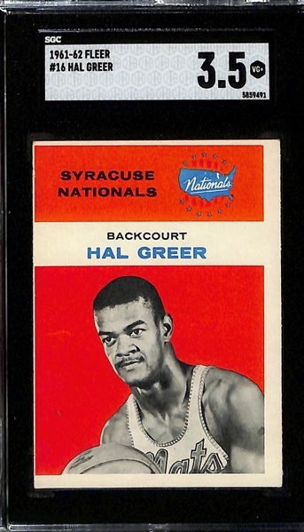 1961-62 Fleer Bob Pettit #34 SGC 5 & 1961-62 Fleer Hal Green #16 SGC 3.5