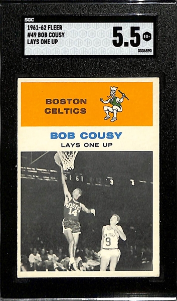 1961-62 Fleer Bob Cousey Lays One Up #49 SGC 5.5