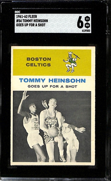 1961-62 Fleer Frank Ramsey On Guard #60 SGC 6 & 1961-62 Fleer Tommy Heinsohn Goes Up For A Shot #54 SGC 6