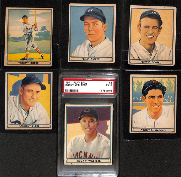 1941 Play Ball Near Complete Set (70 of 72 Cards - Missing DiMaggio and Williams) w. Foxx, Ott, Reese, Greenberg, Gehringer, Hubbell, Doerr, +