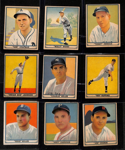 1941 Play Ball Near Complete Set (70 of 72 Cards - Missing DiMaggio and Williams) w. Foxx, Ott, Reese, Greenberg, Gehringer, Hubbell, Doerr, +
