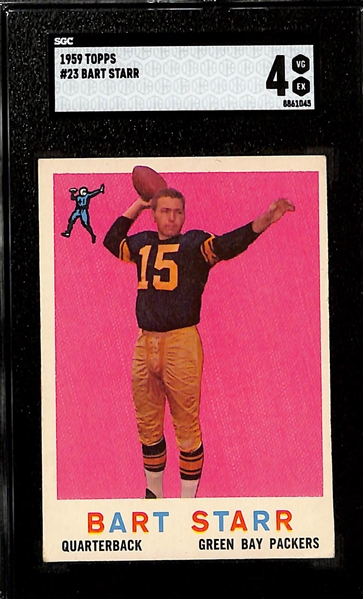 1961-62 Fleer Elgin Baylor Sinks A Basket #46 SGC 4, 1959 Topps Bart Starr #23 SGC 4, 1961 Topps Y.A. Tittle #58 SGC 5