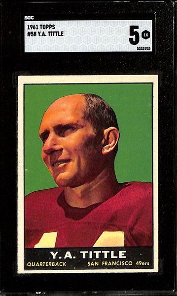1961-62 Fleer Elgin Baylor Sinks A Basket #46 SGC 4, 1959 Topps Bart Starr #23 SGC 4, 1961 Topps Y.A. Tittle #58 SGC 5