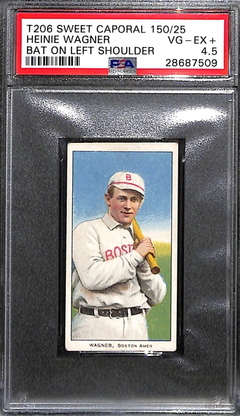 1909-11 T206 Heinie Wagner (Bat on Left Shoulder, Sweet Caporal Back) Graded PSA 4.5