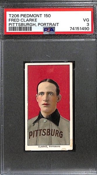 1909-11 T206 Fred Clarke (HOF, Pittsburgh Portrait, Piedmont Back) Graded PSA 3