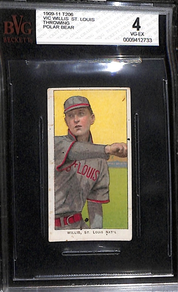 1909-11 T206 Vic Willis (HOF, Throwing, Polar Bear Back) Graded Beckett BVG 4