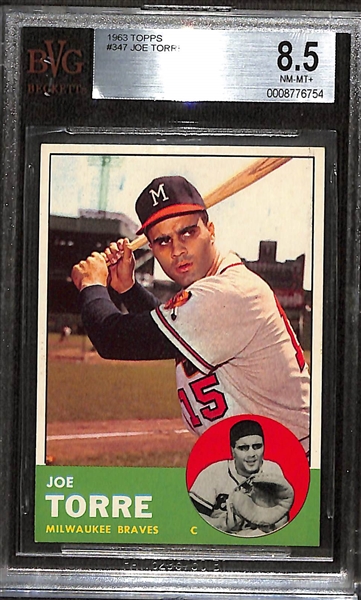 Pack-Fresh 1963 Topps Joe Torre #347 Graded Beckett BVG 8.5