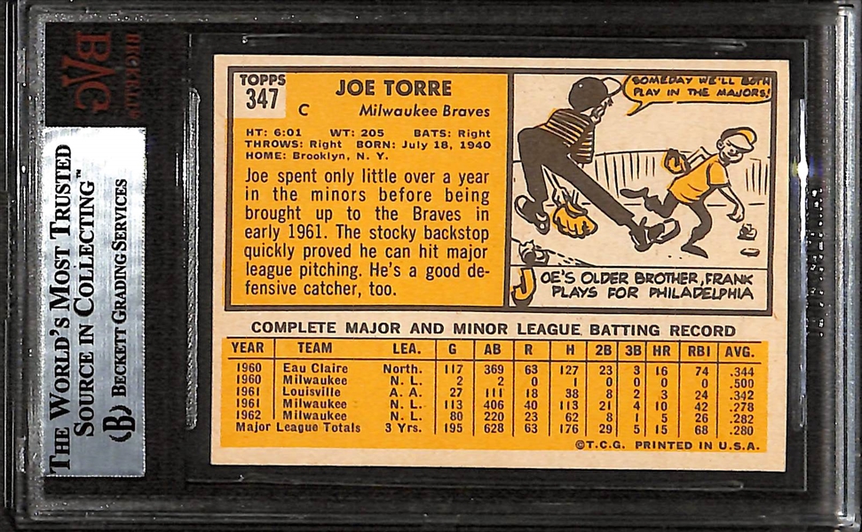 Pack-Fresh 1963 Topps Joe Torre #347 Graded Beckett BVG 8.5
