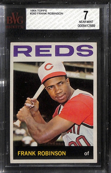 Graded Topps Baseball Card Lot - 1964 Frank Robinson #280 (BVG 7), 1967 RBI Leaders w. Aaron, Clemente, Allen #242 (SGC 6), & 1967 Steve Carlton #146 (SGC 6.5)