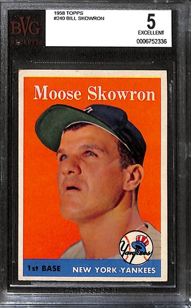 Lot of (3) BVG Graded 5 1958 Topps Cards - Ernie Banks, Bill Skowron, Brooks Robinson
