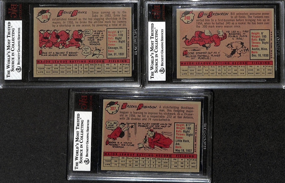 Lot of (3) BVG Graded 5 1958 Topps Cards - Ernie Banks, Bill Skowron, Brooks Robinson