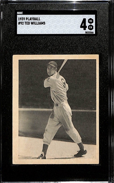 1939 Playball Ted Williams Rookie Card #92 Graded SGC 4