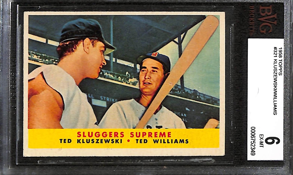 Lot of (3) BVG Grade 6 1958 Topps Cards - Kuenn/Kaline, Kluszewski/Williams, Al Kaline 