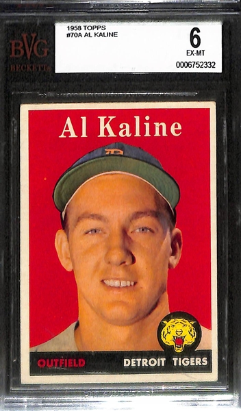 Lot of (3) BVG Grade 6 1958 Topps Cards - Kuenn/Kaline, Kluszewski/Williams, Al Kaline 