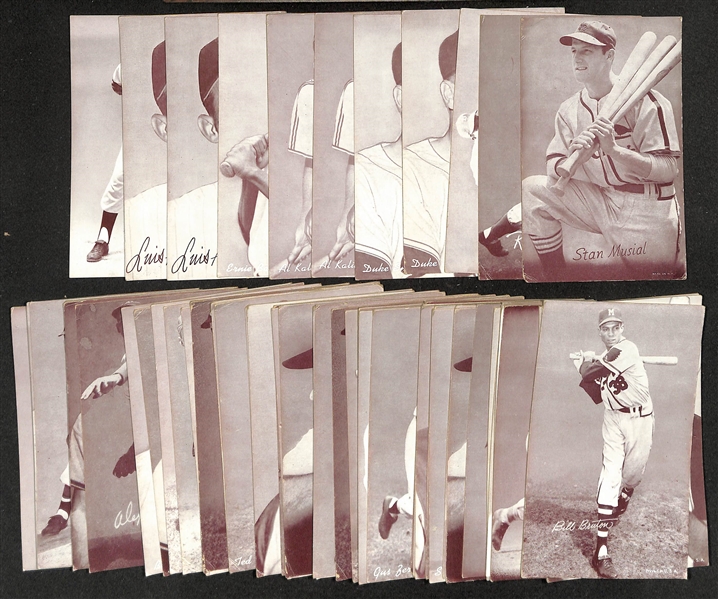 Lot of (50) Assorted Baseball Exhibit Cards w. Stan Musial & Roy Campanella 