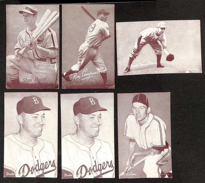 Lot of (50) Assorted Baseball Exhibit Cards w. Stan Musial & Roy Campanella 