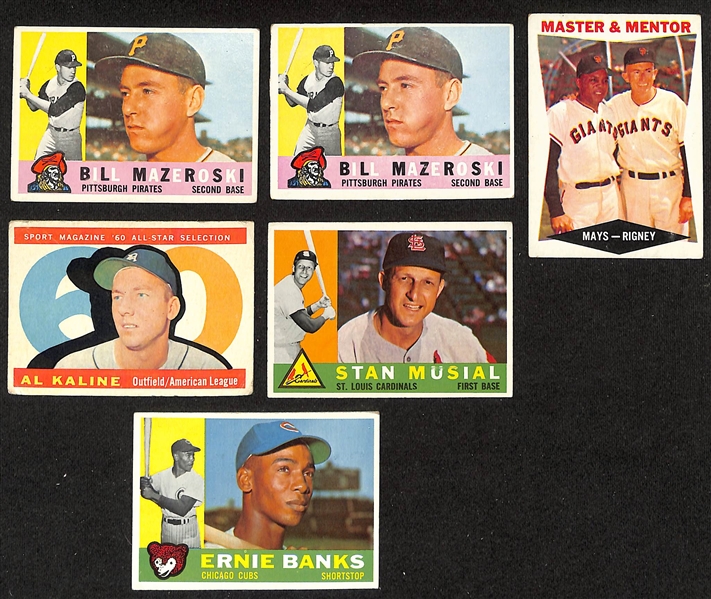 Lot of (200) Assorted 1960 Topps Baseball Cards w. Stan Musial & Ernie Banks