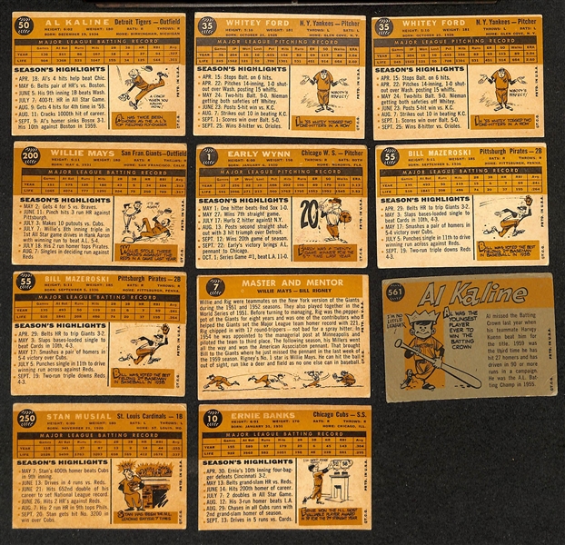 Lot of (200) Assorted 1960 Topps Baseball Cards w. Stan Musial & Ernie Banks