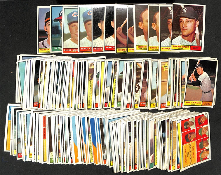 Lot of (200) Assorted 1961 Topps Baseball Cards w. (2) Roger Maris