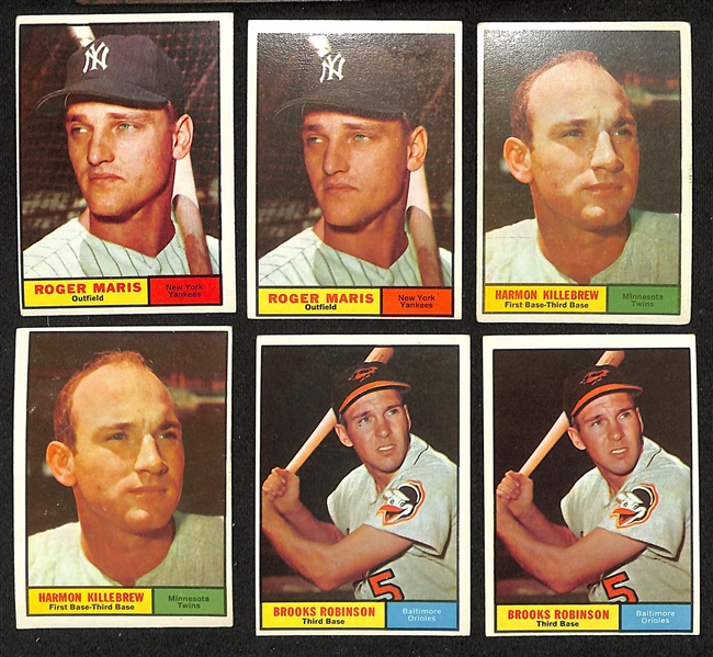 Lot of (200) Assorted 1961 Topps Baseball Cards w. (2) Roger Maris