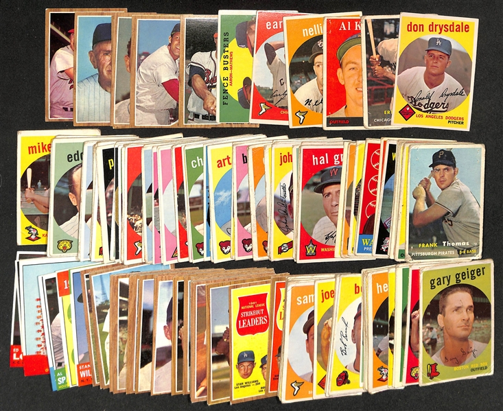 Lot of (160) 1957-'59, 1962 -'63 Topps Baseball Cards w. a 1959 Don Drysdale 