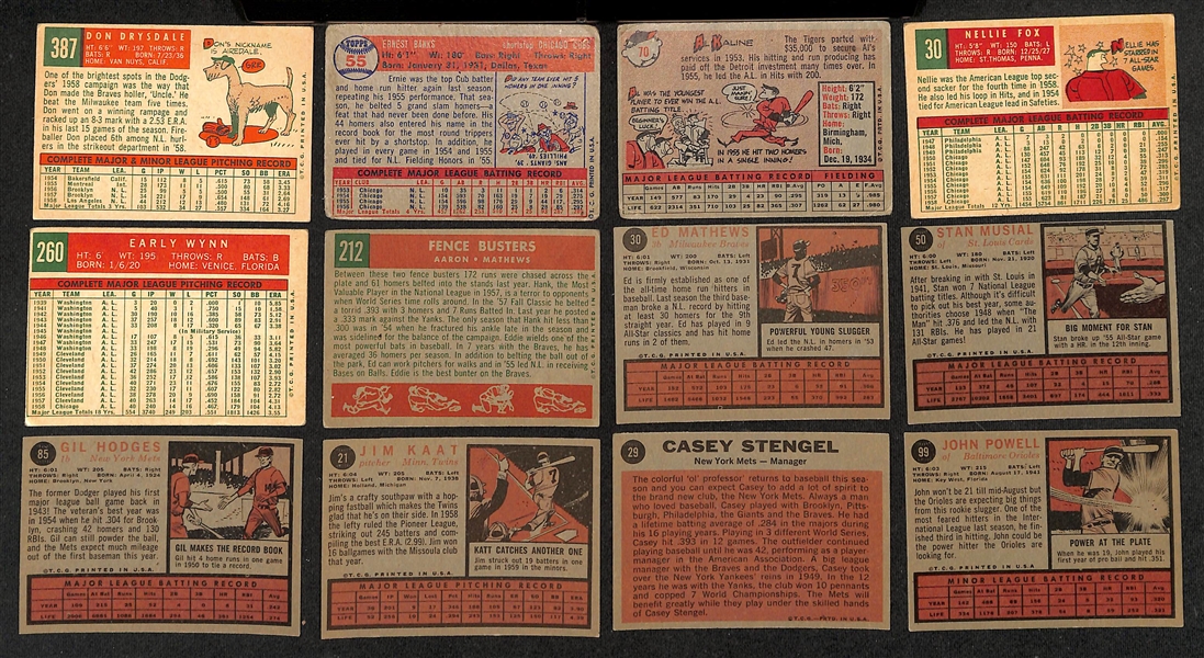 Lot of (160) 1957-'59, 1962 -'63 Topps Baseball Cards w. a 1959 Don Drysdale 