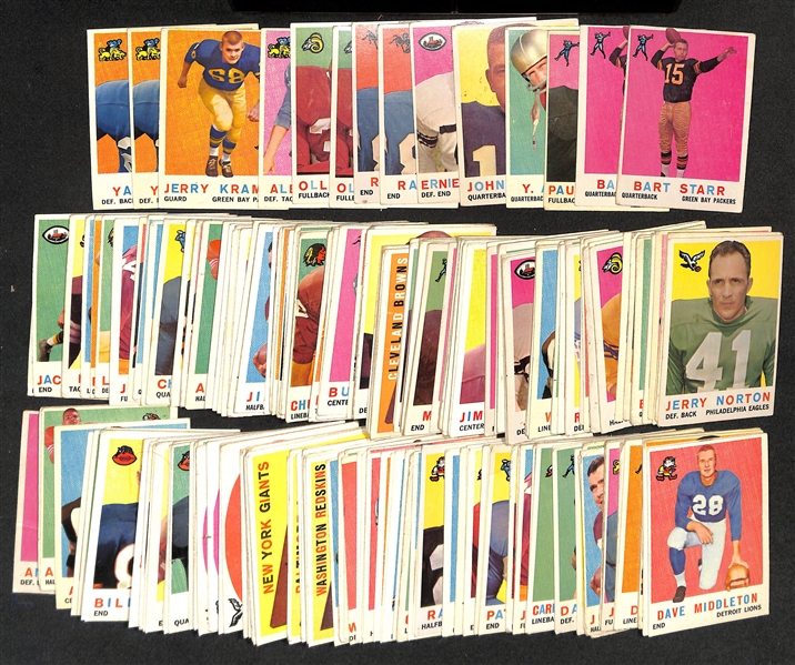 Lot of (200) Assorted 1959 Topps Football Cards w. (2) Bart Star