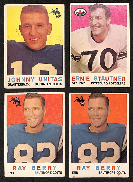 Lot of (200) Assorted 1959 Topps Football Cards w. (2) Bart Star