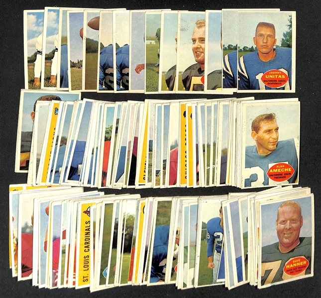 Lot of (190) Assorted 1960 Topps Football Cards w. (2) Johnny Unitas & Bart Star 