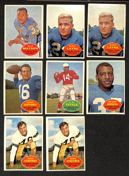 Lot of (190) Assorted 1960 Topps Football Cards w. (2) Johnny Unitas & Bart Star 