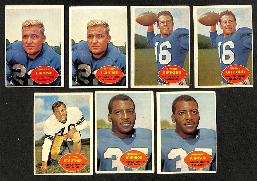 Lot of (190) Assorted 1960 Topps Football Cards w. Johnny Unitas & (2) Bart Star 