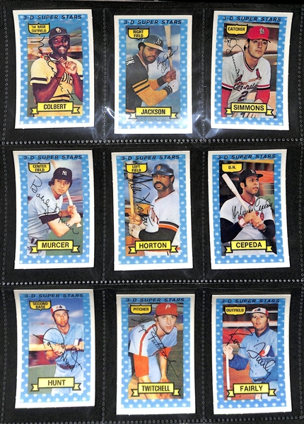 Lot of (36) 1968 Topps Game Cards w. (3) Willie Mays & 1974 Kellogg's 3D Complete Set of 54 Cards