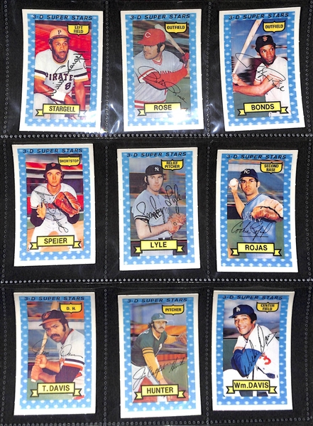 Lot of (36) 1968 Topps Game Cards w. (3) Willie Mays & 1974 Kellogg's 3D Complete Set of 54 Cards