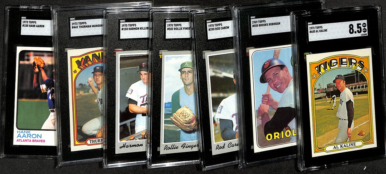 Lot of (7) 1969-1973 Topps Baseball SGC Graded Cards w. 1972 Al Kaline SGC 8.5