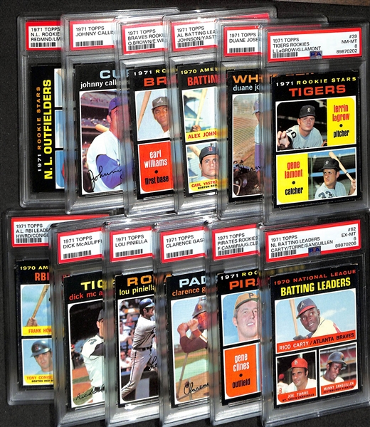 Lot of (12) 1971 Topps Baseball PSA Graded Cards w. Tigers Rookies LaGrow/Lamont PSA 8