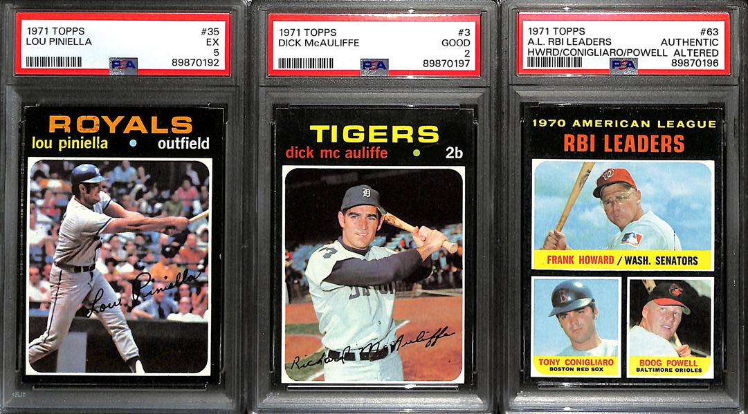 Lot of (12) 1971 Topps Baseball PSA Graded Cards w. Tigers Rookies LaGrow/Lamont PSA 8