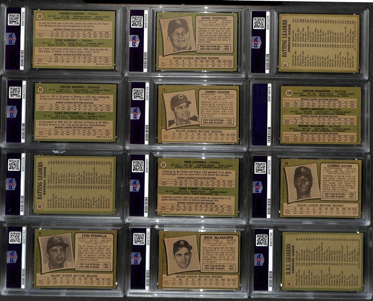 Lot of (12) 1971 Topps Baseball PSA Graded Cards w. Tigers Rookies LaGrow/Lamont PSA 8