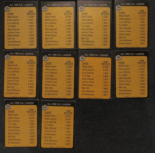 Lot of (10) 1973 Topps Babe Ruth All Time RBI Leader Cards
