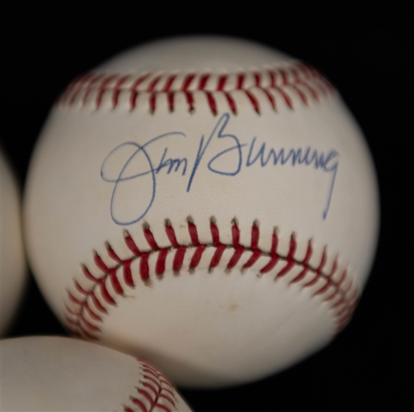 Lot of (5) Philadelphia Phillies Signed Baseballs w. HOFers Bunning, Roberts & Allen + (JSA Auction Letter)
