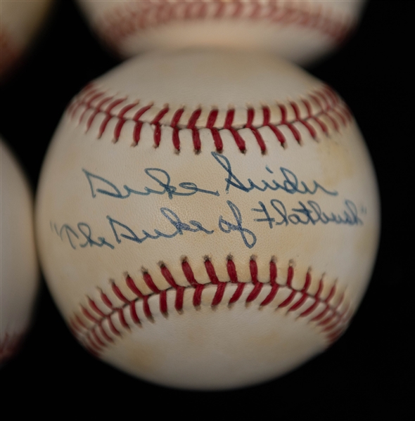 Lot of (4) Hall of Famer Signed Baseballs w. Duke Snider & Pee Wee Reese +(JSA Auction Letter)
